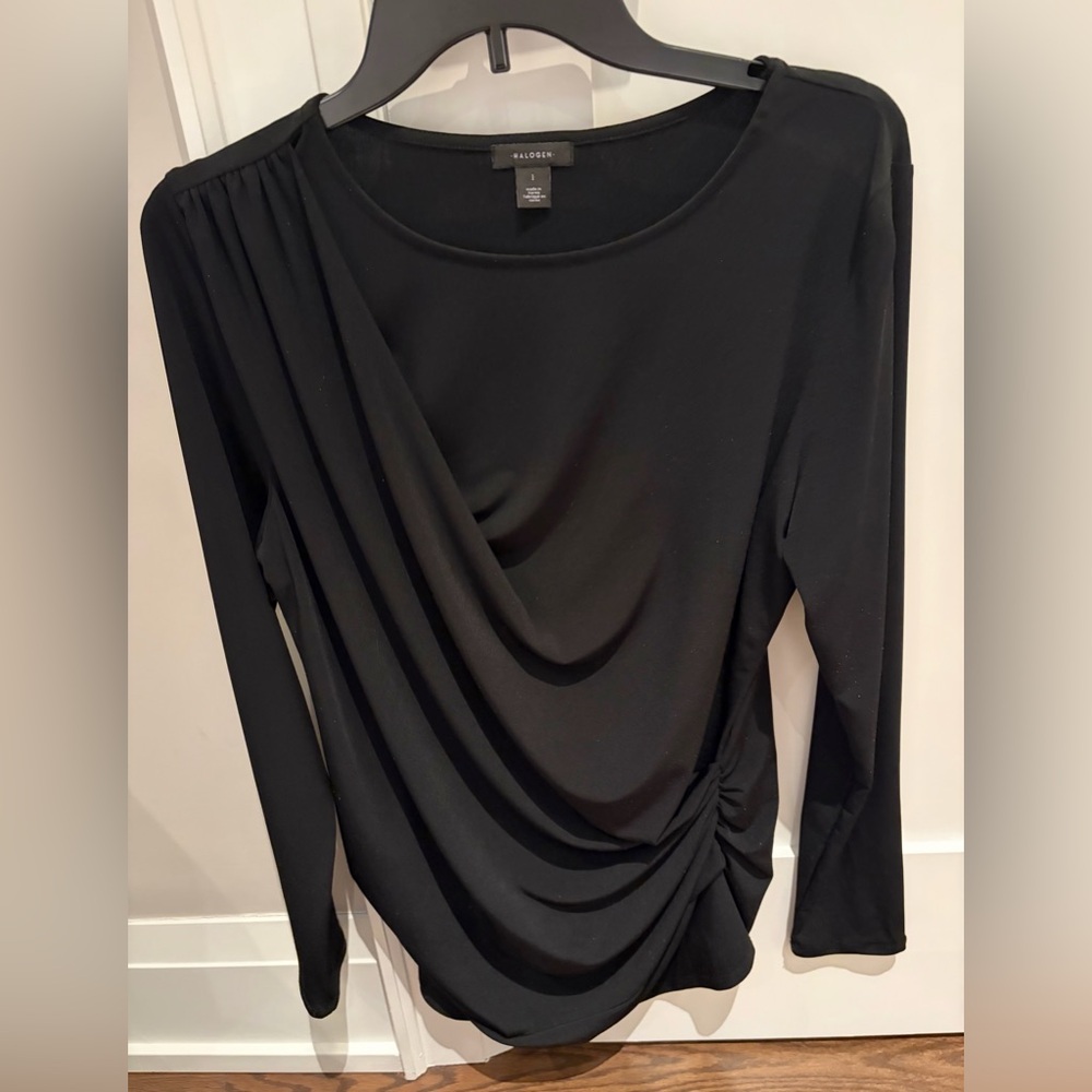 Halogen Women's Elegant Black Draped Top
